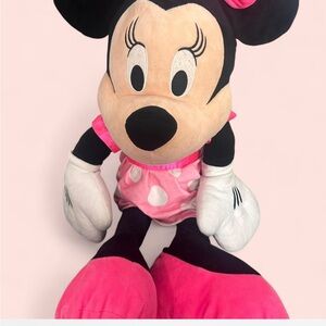 Disney Pink and Black Minnie Mouse Plush 36” large